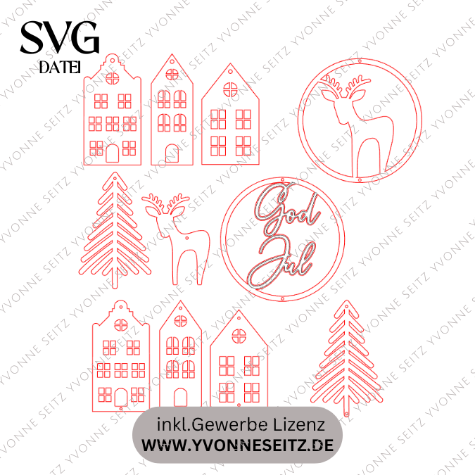SVG Laser Datei Winter Skandi Scandi Aufhänger Anhänger Deko für Wand und Fenster Sonnenfänger Hej Scandinavian Deko Geschenkanhänger – Bild 2