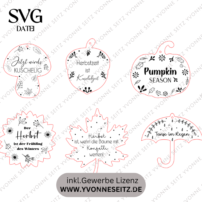 SVG Laser Herbst Datei Sonnenfänger Aufhänger Anhänger Herbst mit floralen Mustern Pumpkin season Kürbis Boho Skandi Laserdatei SVG Datei – Bild 2