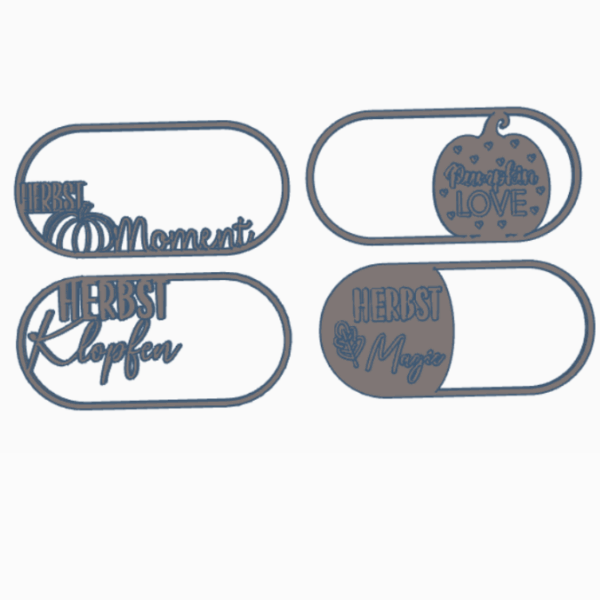 STL 3D Druck Datei 4er Set Herbst Einleger für ovale Dekoteller Herbstglück Herbstliebe Herbstmoment 3D-Datei 3D-Druck Vorlage – Bild 2