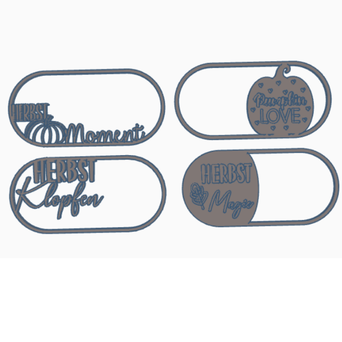 STL 3D Druck Datei 4er Set Herbst Einleger für ovale Dekoteller Herbstglück Herbstliebe Herbstmoment 3D-Datei 3D-Druck Vorlage – Bild 2