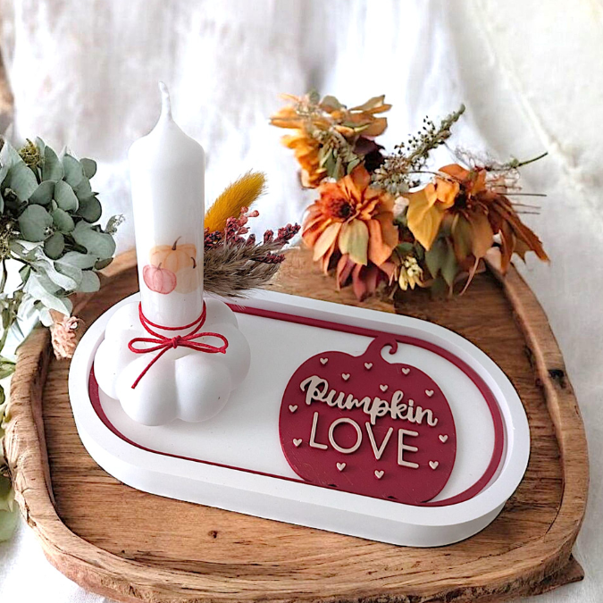 STL 3D Druck Datei 4er Set Herbst Einleger für ovale Dekoteller Herbstglück Herbstliebe Herbstmoment 3D-Datei 3D-Druck Vorlage – Bild 6