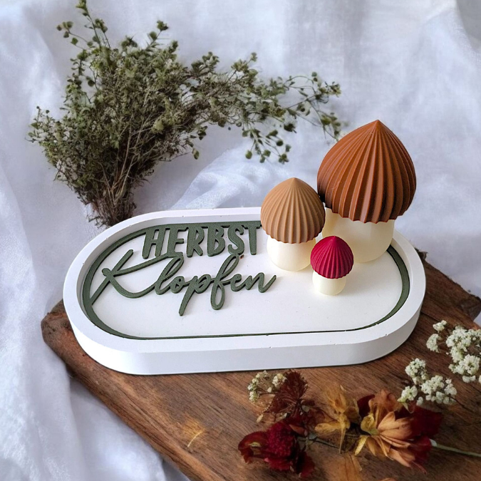 STL 3D Druck Datei 4er Set Herbst Einleger für ovale Dekoteller Herbstglück Herbstliebe Herbstmoment 3D-Datei 3D-Druck Vorlage – Bild 4