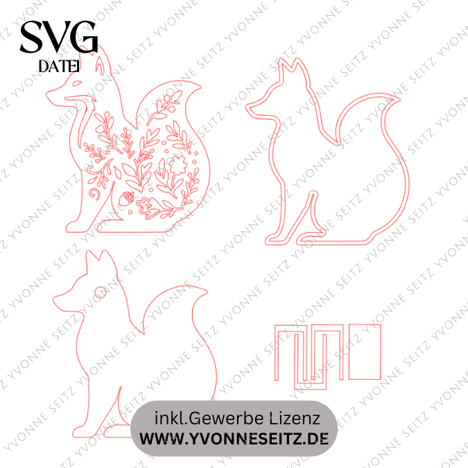 SVG Laser Herbst Datei Lichtfuchs Fuchs für Transparentpapier Leuchtfuchs Lichterkette Lichtdatei Leuchtdatei Laserdatei SVG Datei – Bild 2