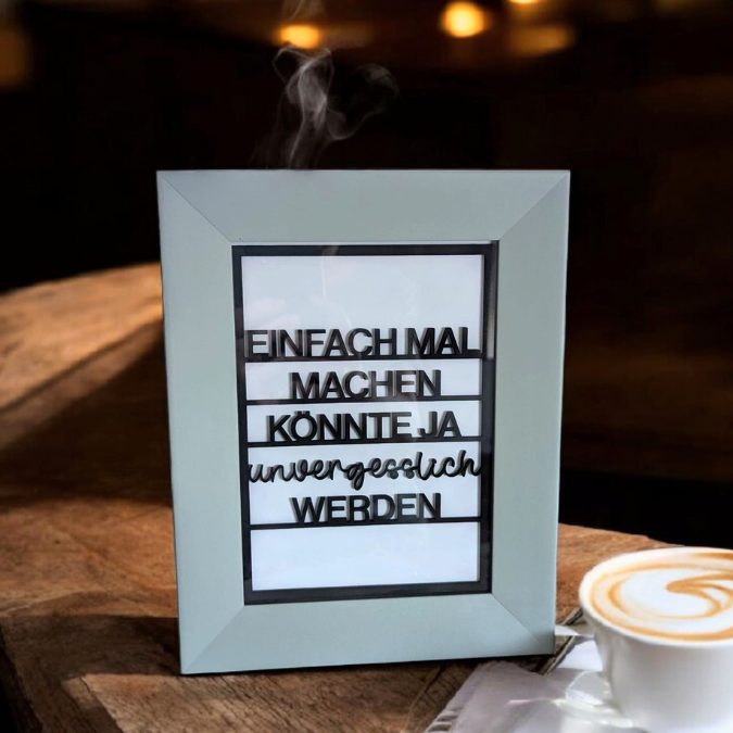 SVG Laserdatei Wanddeko Wandbild Rahmen Bilderrahmen Einfach mal machen könnte ja unvergesslich werden SVG Datei Positives denken quotes – Bild 10