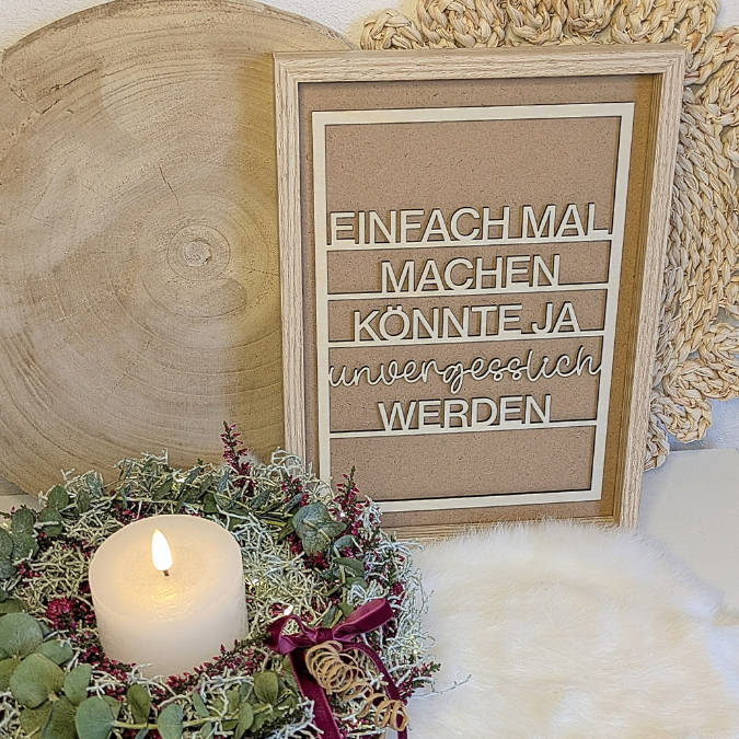 SVG Laserdatei Wanddeko Wandbild Rahmen Bilderrahmen Einfach mal machen könnte ja unvergesslich werden SVG Datei Positives denken quotes – Bild 7