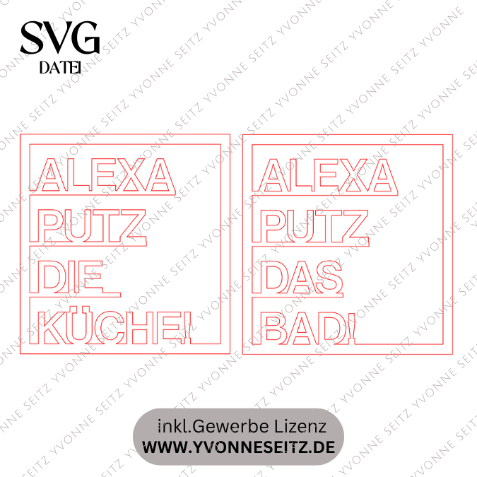 SVG Laserdatei Wanddeko Wandbilder Wandbild Rahmen ALEXA putz das Bad & Alexa putz die Küche SVG Datei – Bild 2