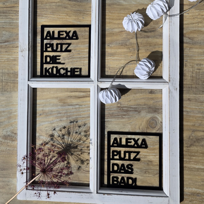 SVG Laserdatei Wanddeko Wandbilder Wandbild Rahmen ALEXA putz das Bad & Alexa putz die Küche SVG Datei – Bild 5