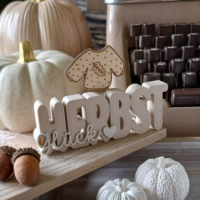 STL 3D Druck Datei 3er Set Herbst Schriftzüge Herbstglück Herbstliebe Herbstmoment 3D-Datei 3D-Druck Vorlage – Bild 6