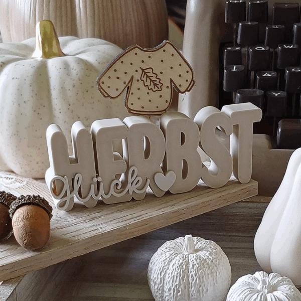 STL 3D Druck Datei 3er Set Herbst Schriftzüge Herbstglück Herbstliebe Herbstmoment 3D-Datei 3D-Druck Vorlage – Bild 7