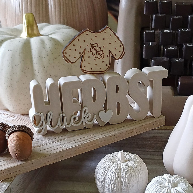 STL 3D Druck Datei 3er Set Herbst Schriftzüge Herbstglück Herbstliebe Herbstmoment 3D-Datei 3D-Druck Vorlage – Bild 7