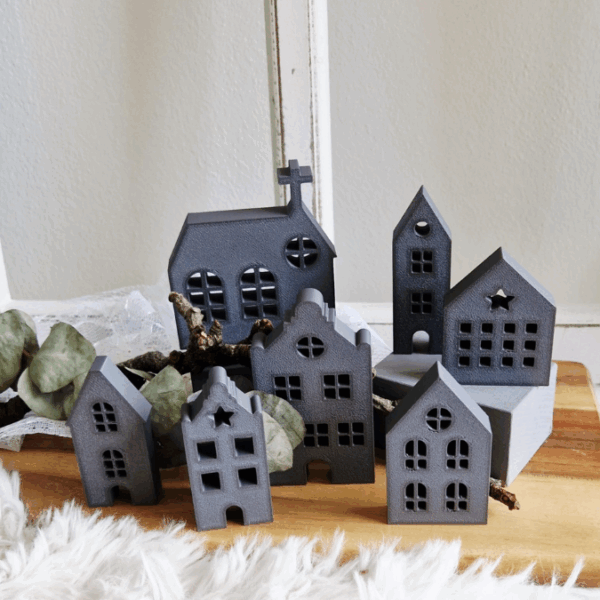 STL 3D Druck Datei Weihnachten 7er Set Häuser Winterhäuser Weihnachtshäuser 3D-Datei 3D-Druck Vorlage