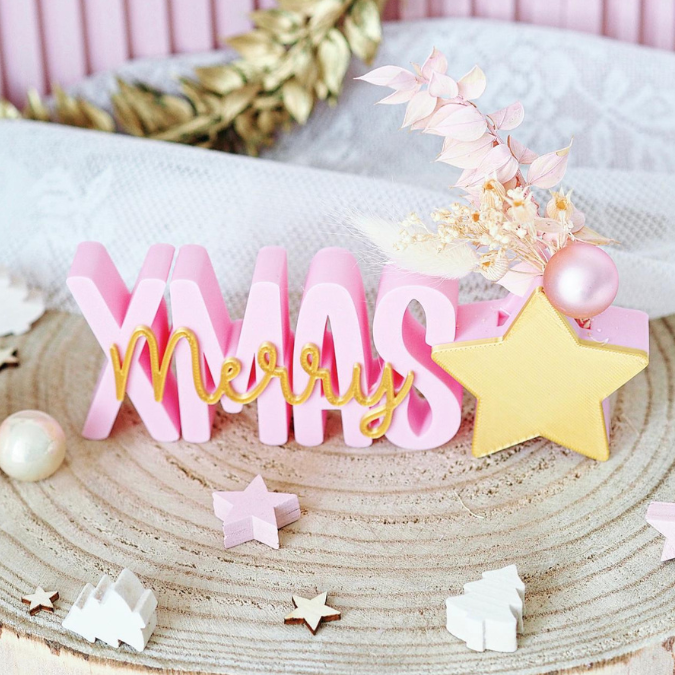 STL 3D Druck Datei Merry X Mas Schriftzug Stern mit öffnung für Reagenzglas LED Kerze oder Blumen 3D-Datei 3D-Druck Vorlage – Bild 5