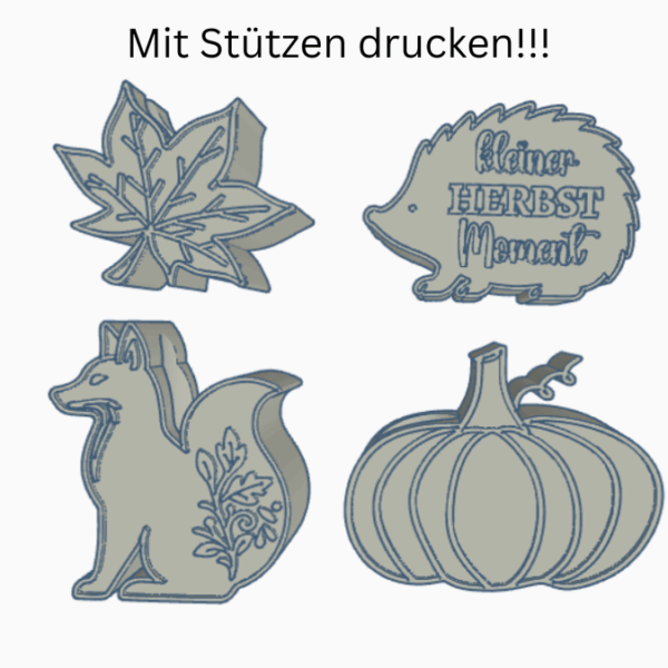 STL 3D Druck Datei Herbst Motive für Reagenzglas Blumen Kerzen oder Geld Autumn Herbstglück Herbstdeko Geschenkidee Fuchs Blatt Kürbis Igel – Bild 2