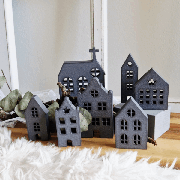 STL 3D Druck Datei Weihnachten 7er Set Häuser Winterhäuser Weihnachtshäuser 3D-Datei 3D-Druck Vorlage – Bild 5