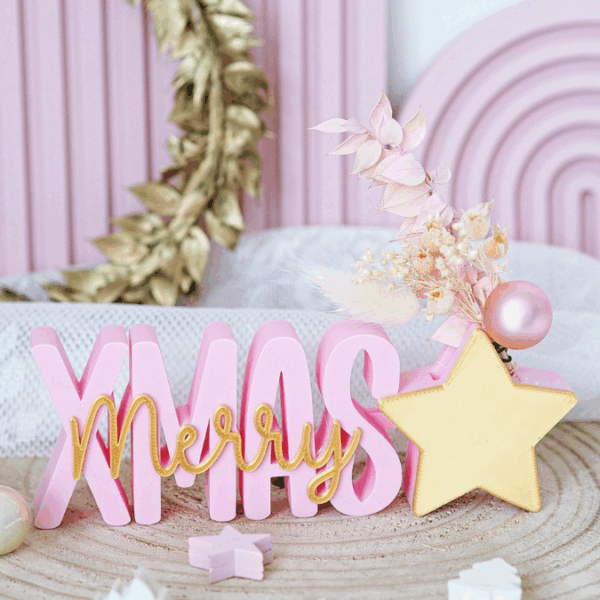 STL 3D Druck Datei Merry X Mas Schriftzug Stern mit öffnung für Reagenzglas LED Kerze oder Blumen 3D-Datei 3D-Druck Vorlage – Bild 5