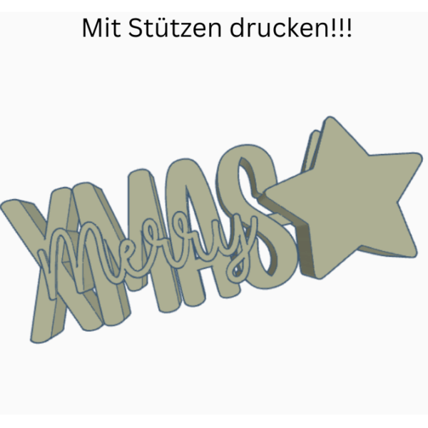 STL 3D Druck Datei Merry X Mas Schriftzug Stern mit öffnung für Reagenzglas LED Kerze oder Blumen 3D-Datei 3D-Druck Vorlage – Bild 2