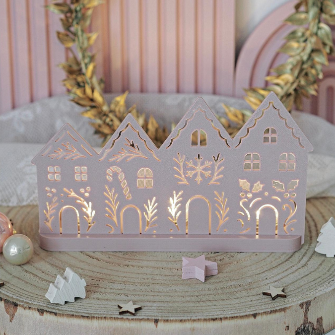 STL 3D Druck Datei Weihnachten 3er LED Teelichthalter Weihnachtshäuser Häuser Winterdeko 3D-Datei 3D-Druck Vorlage