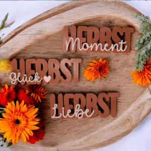 STL 3D Druck Datei 3er Set Herbst Schriftzüge Herbstglück Herbstliebe Herbstmoment 3D-Datei 3D-Druck Vorlage