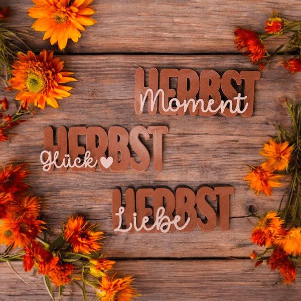 STL 3D Druck Datei 3er Set Herbst Schriftzüge Herbstglück Herbstliebe Herbstmoment 3D-Datei 3D-Druck Vorlage – Bild 10