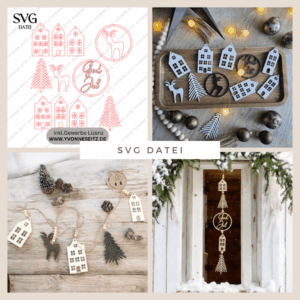 SVG Laser Datei Winter Skandi Scandi Aufhänger Anhänger Deko für Wand und Fenster Sonnenfänger Hej Scandinavian Deko Geschenkanhänger