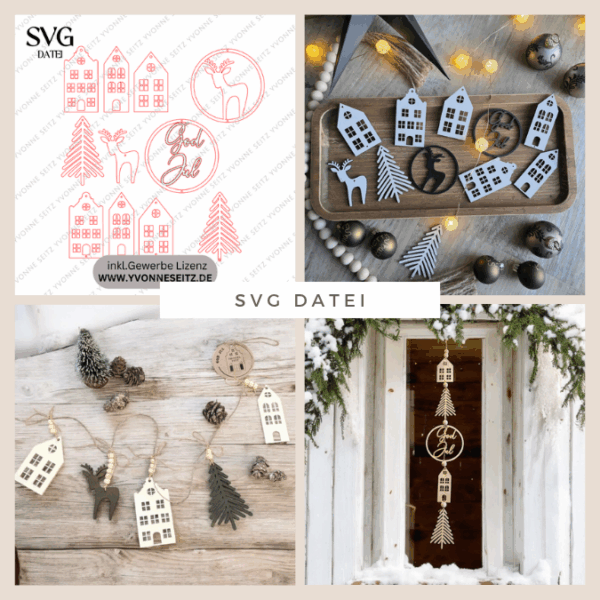 SVG Laser Datei Winter Skandi Scandi Aufhänger Anhänger Deko für Wand und Fenster Sonnenfänger Hej Scandinavian Deko Geschenkanhänger