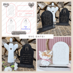 SVG Laserdatei Aufsteller für Sternenkinder Trauer Beerdigung Kind im Himmel 3 mm 4 mm SVG Datei