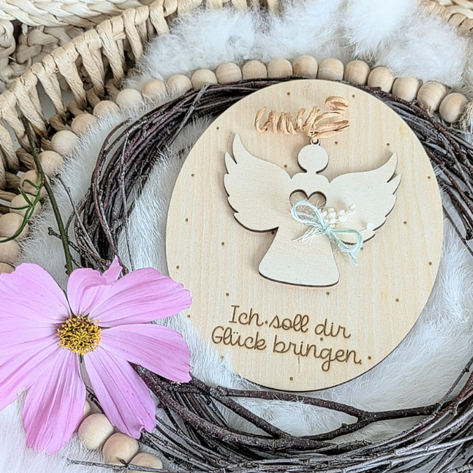 SVG Laserdatei Engel Schutzengel mit Halter Karte Anhänger Engelchen Glücksbringer SVG Datei – Bild 15