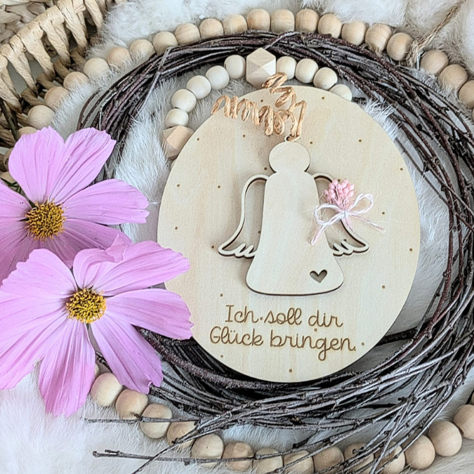 SVG Laserdatei Engel Schutzengel mit Halter Karte Anhänger Engelchen Glücksbringer SVG Datei – Bild 6