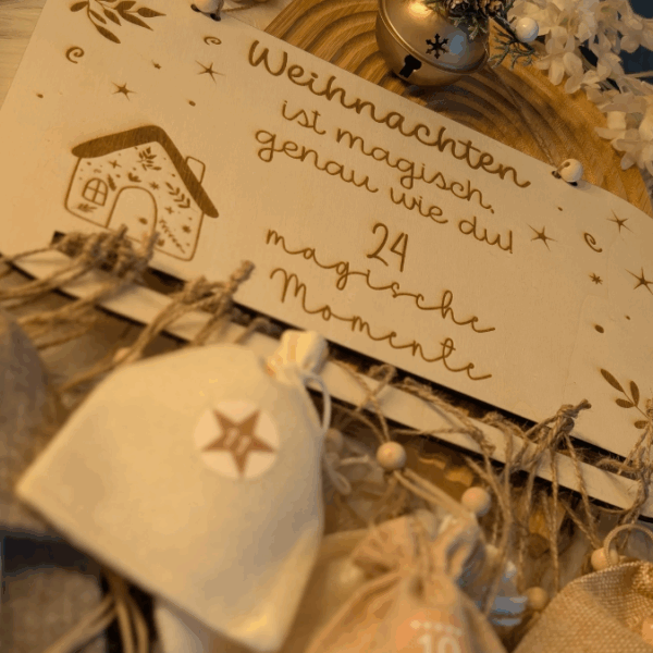 4 Designs Adventskalender SVG Laser Datei Skandi für Kinder und Erwachsene Boho Scandi Kalender Diy Balerina Vogel  Weihnachtshäuschen Haus Schneekugel – Bild 20