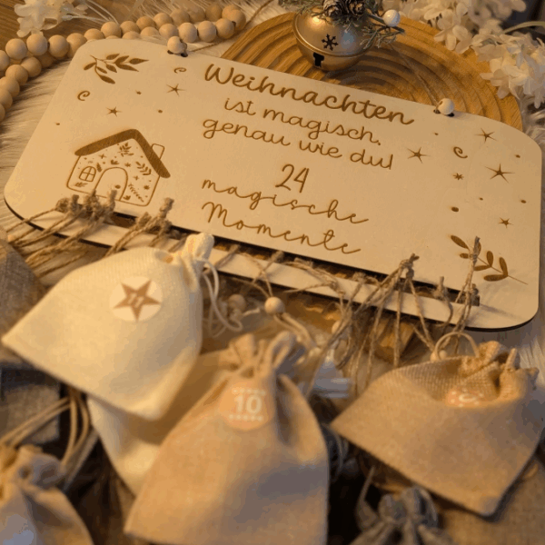4 Designs Adventskalender SVG Laser Datei Skandi für Kinder und Erwachsene Boho Scandi Kalender Diy Balerina Vogel  Weihnachtshäuschen Haus Schneekugel – Bild 22