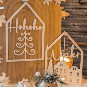 STL 3D Druck Datei Winterhäuser HoHoHo 2 Designs zum stellen und hängen Winter-Design Skandi Scandi Weihnachten 3D-Druck Winterdeko