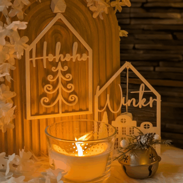 STL 3D Druck Datei Winterhäuser HoHoHo 2 Designs zum stellen und hängen Winter-Design Skandi Scandi Weihnachten 3D-Druck Winterdeko – Bild 6