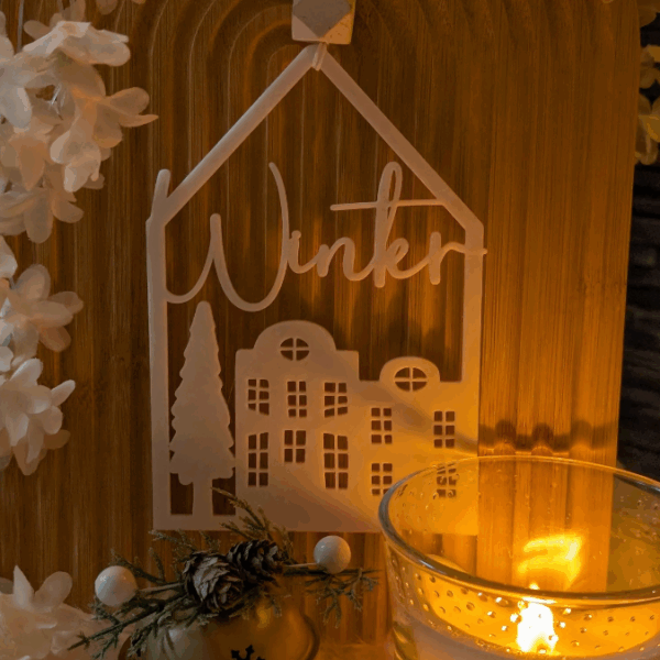 STL 3D Druck Datei Winterhäuser HoHoHo 2 Designs zum stellen und hängen Winter-Design Skandi Scandi Weihnachten 3D-Druck Winterdeko – Bild 5