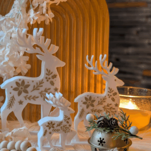 STL 3D Druck Datei Winter Hirsch in 3 Größen Winter-Design Skandi Scandi Weihnachten 3D-Druck Winterdeko Reh Floral zum Aufstellen