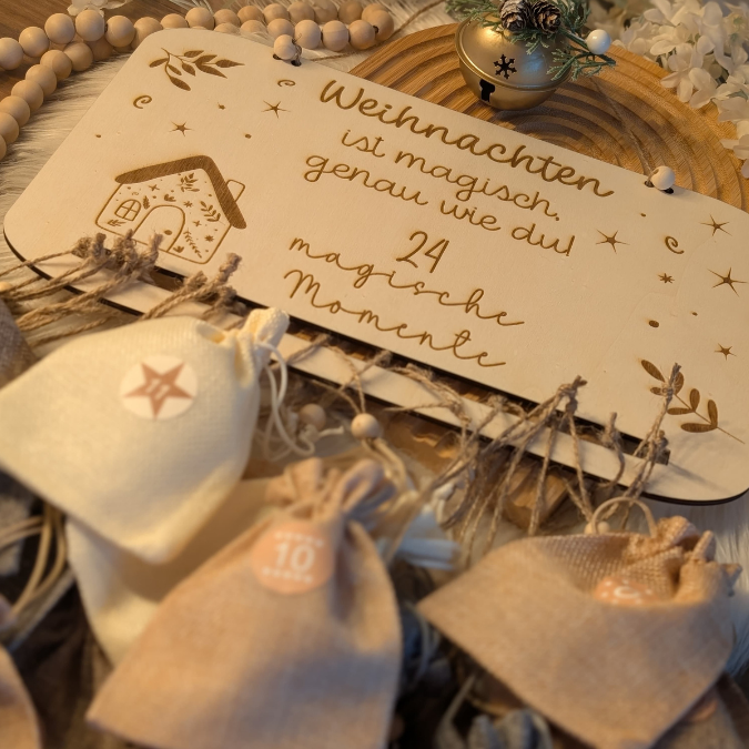 4 Designs Adventskalender SVG Laser Datei Skandi für Kinder und Erwachsene Boho Scandi Kalender Diy Balerina Vogel Weihnachtshäuschen Haus Schneekugel – Bild 23