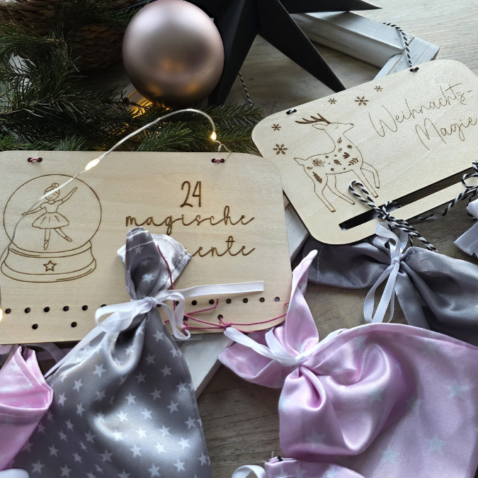 4 Designs Adventskalender SVG Laser Datei Skandi für Kinder und Erwachsene Boho Scandi Kalender Diy Balerina Vogel Weihnachtshäuschen Haus Schneekugel – Bild 5
