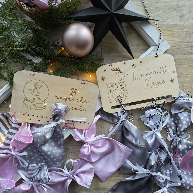 4 Designs Adventskalender SVG Laser Datei Skandi für Kinder und Erwachsene Boho Scandi Kalender Diy Balerina Vogel Weihnachtshäuschen Haus Schneekugel – Bild 16