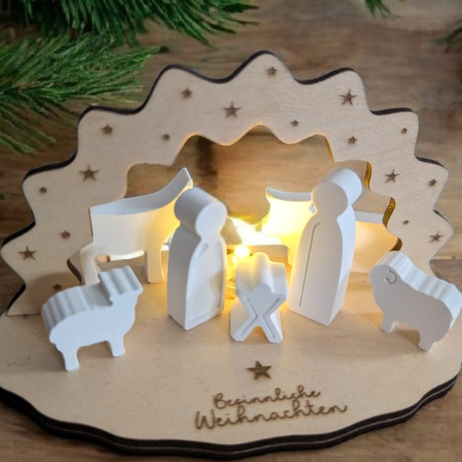 Krippe aus Holz mit Figuren zum stecken 3mm und 4mm Kulisse Minikrippe Teller für Krippe SVG Laser Datei Weihnachten Heilige Nacht – Bild 25