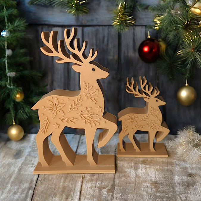 STL 3D Druck Datei Winter Hirsch in 3 Größen Winter-Design Skandi Scandi Weihnachten 3D-Druck Winterdeko Reh Floral zum Aufstellen – Bild 5