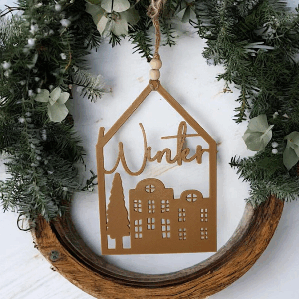 STL 3D Druck Datei Winterhäuser HoHoHo 2 Designs zum stellen und hängen Winter-Design Skandi Scandi Weihnachten 3D-Druck Winterdeko – Bild 3