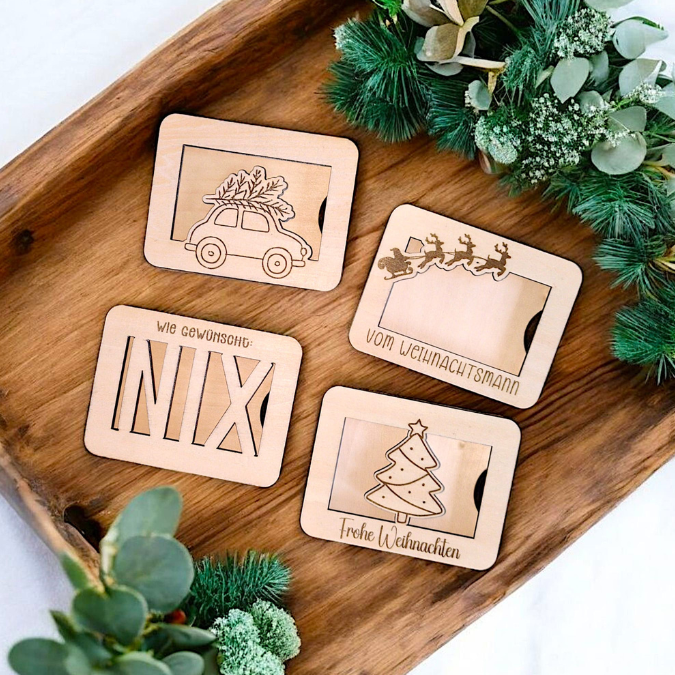 Laserdatei Verpackung für Gutscheinkarten Gutscheine 12 Designs Geld Weihnachten Nikolaus Christkind Geldgeschenk Wunschgutschein SVG Datei – Bild 19