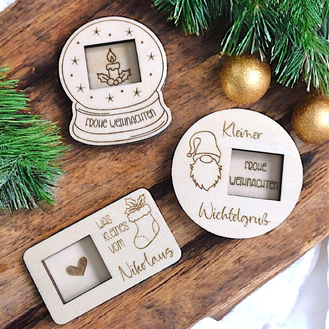 SVG Laserdatei 5 Designs Weihnachten Nikolaus Wichtel Halter für Küsschen Schokolade als Gastgeschenk kleines Mitbringsel SVG Datei – Bild 7
