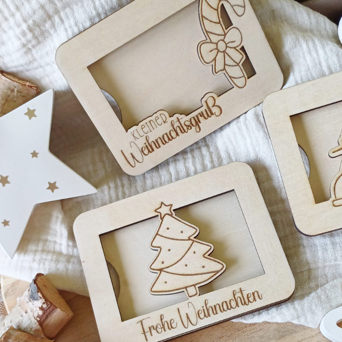 Laserdatei Verpackung für Gutscheinkarten Gutscheine 12 Designs Geld Weihnachten Nikolaus Christkind Geldgeschenk Wunschgutschein SVG Datei – Bild 17