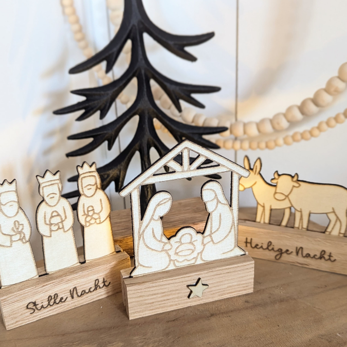 SVG Laserdatei für Klötzchen Klötzchenset Krippe Weihnachten Schriftzüge Schriftzug Krippenszene Heilige Nacht Winter SVG Datei – Bild 11