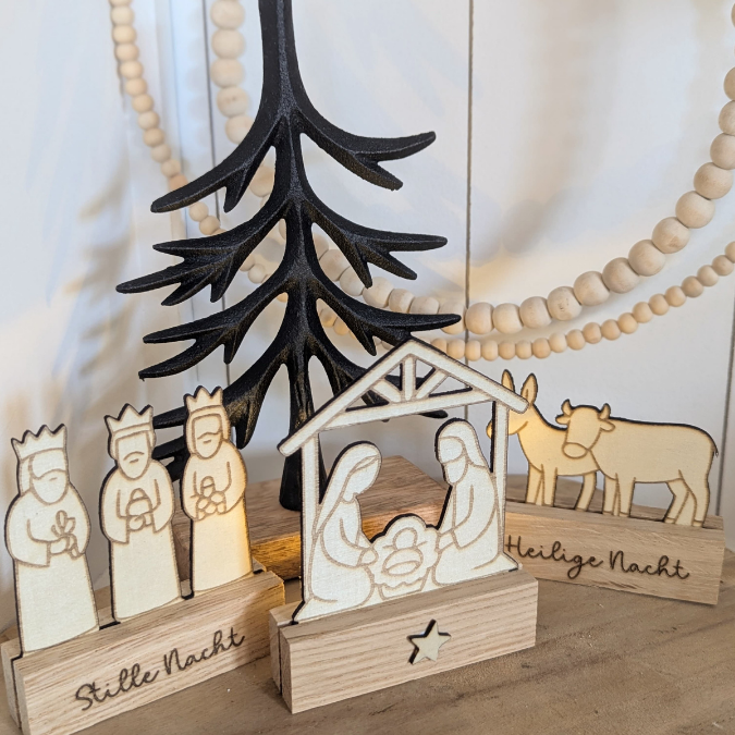 SVG Laserdatei für Klötzchen Klötzchenset Krippe Weihnachten Schriftzüge Schriftzug Krippenszene Heilige Nacht Winter SVG Datei – Bild 3