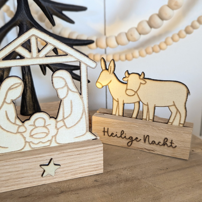 SVG Laserdatei für Klötzchen Klötzchenset Krippe Weihnachten Schriftzüge Schriftzug Krippenszene Heilige Nacht Winter SVG Datei – Bild 4