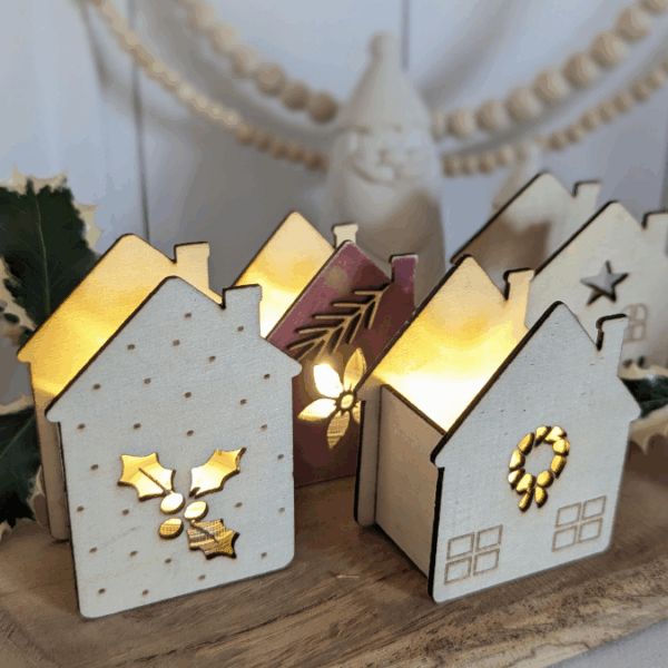 SVG Laserdatei 6 Designs Häuser Mini Haus zum füllen mit Blumen, Geld oder Ballonlicht Weihnachten Winter Mitbringsel SVG-Datei – Bild 19