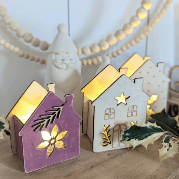 SVG Laserdatei 6 Designs Häuser Mini Haus zum füllen mit Blumen, Geld oder Ballonlicht Weihnachten Winter Mitbringsel SVG-Datei – Bild 5