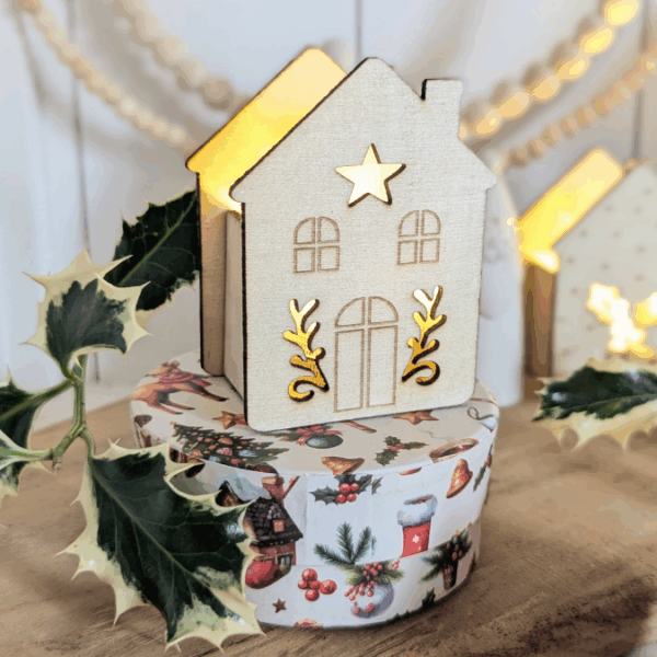 SVG Laserdatei 6 Designs Häuser Mini Haus zum füllen mit Blumen, Geld oder Ballonlicht Weihnachten Winter Mitbringsel SVG-Datei – Bild 7