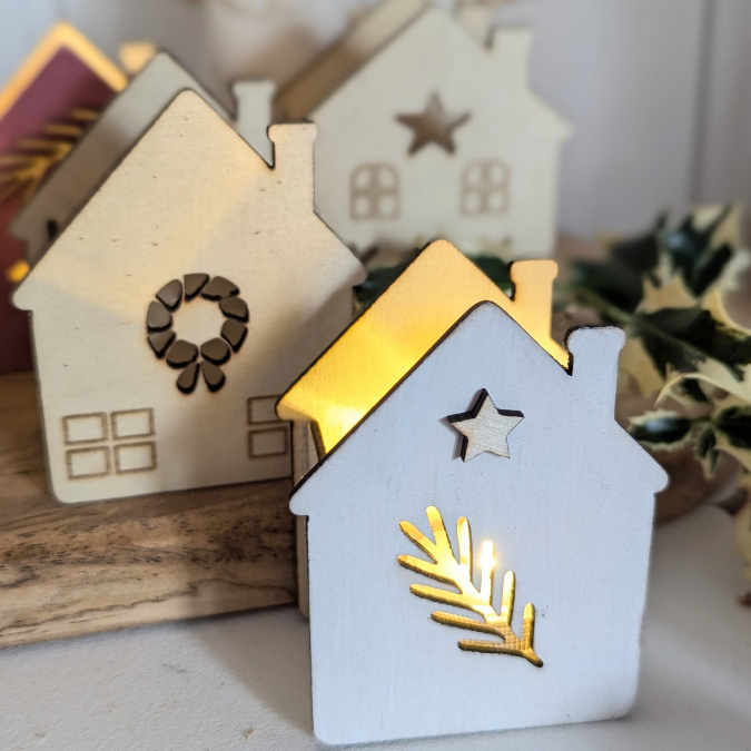 SVG Laserdatei 6 Designs Häuser Mini Haus zum füllen mit Blumen, Geld oder Ballonlicht Weihnachten Winter Mitbringsel SVG-Datei – Bild 8